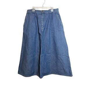 VTG LL Bean OCY80 Aline Skirt Size 14 Petite Pockets 100% Cotton Denim 90s